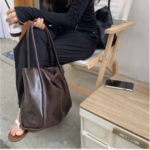 Elegant Brown Leather Tote Bag
